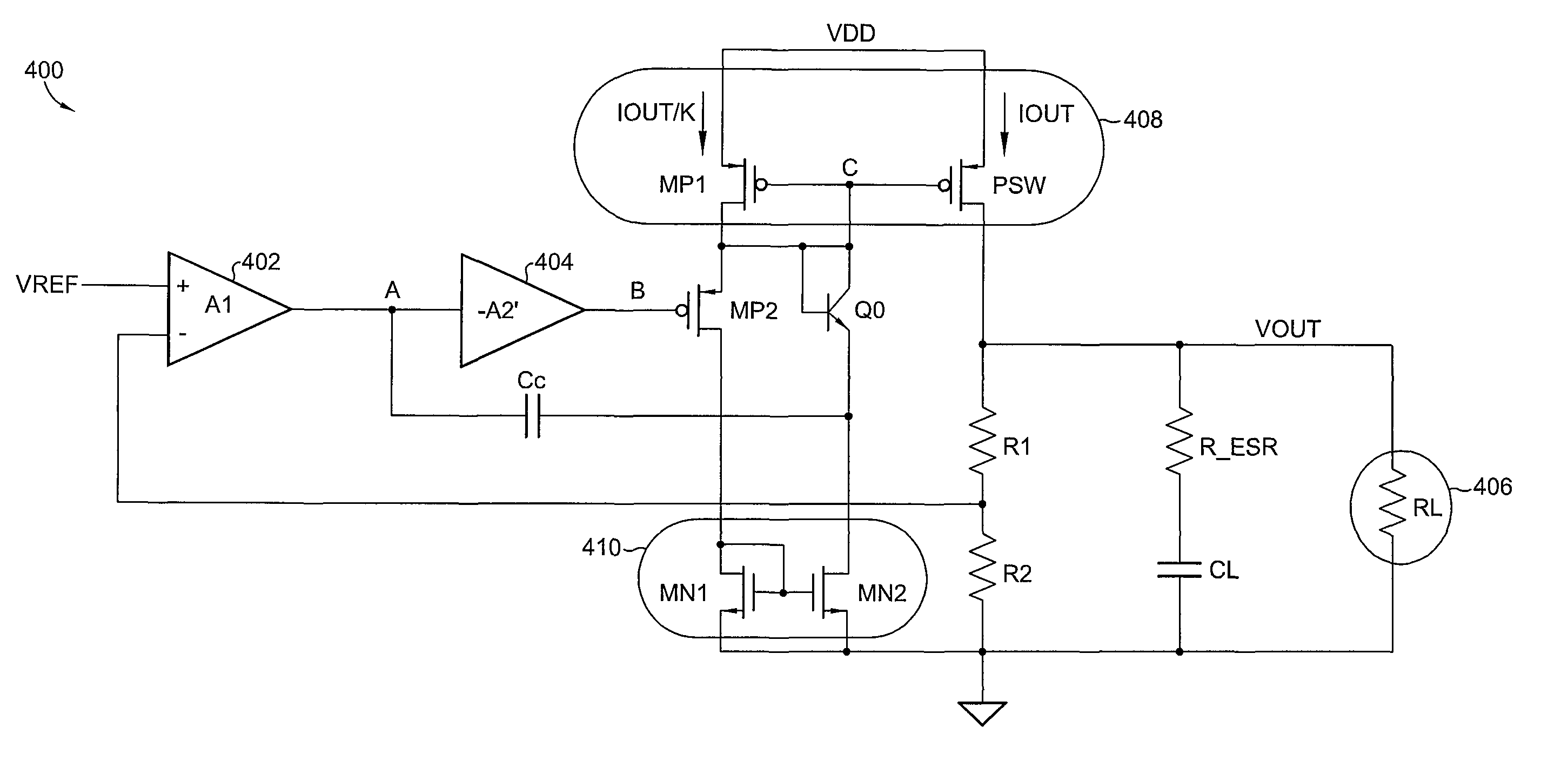 Adaptive miller compensated voltage regulator
