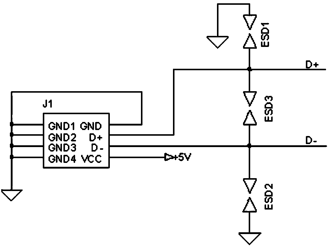 USB (universal serial bus) interface circuit with electrostatic protection