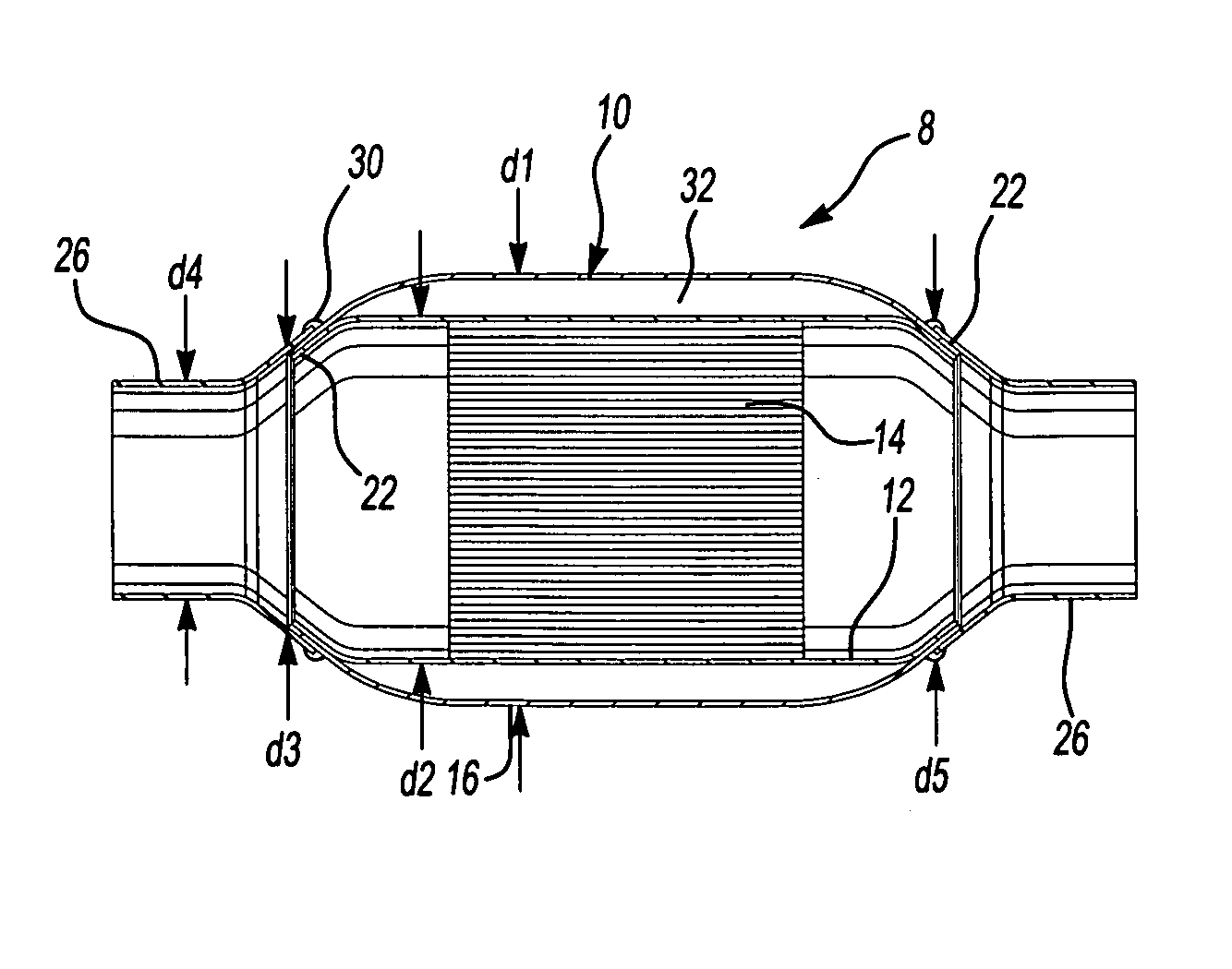 Catalytic converter with integral heat shield device