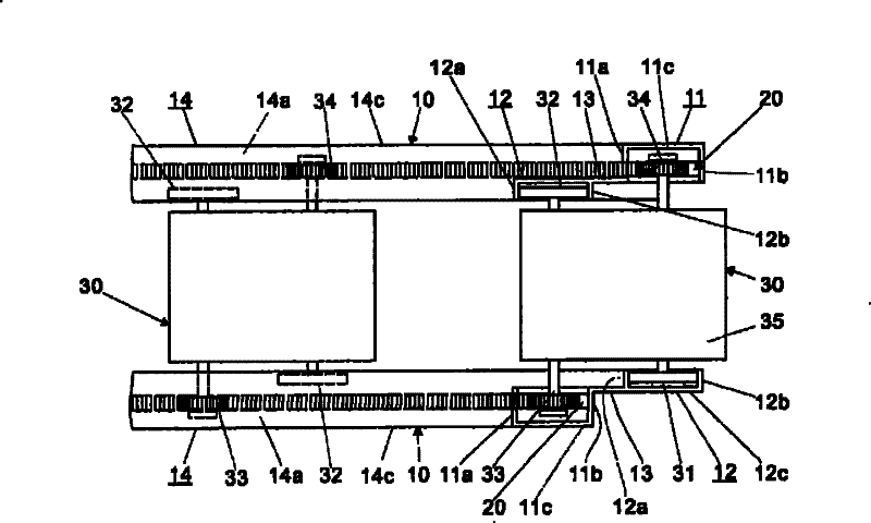 Horizontal transport mechanism for self-propelled carriages