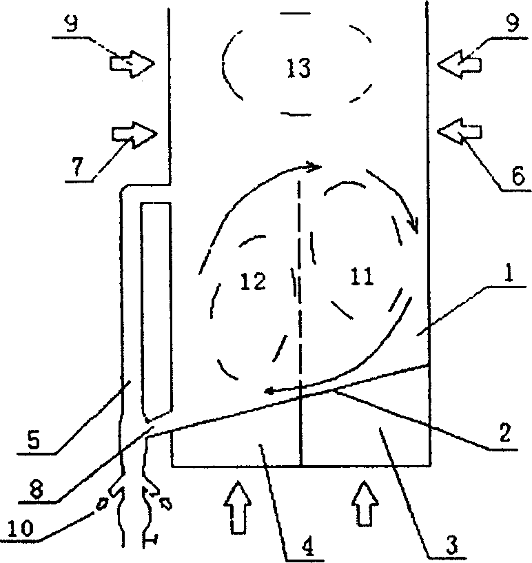 Internal circulation fluidized bed garbage combustion device having melt sticking dechlorination function