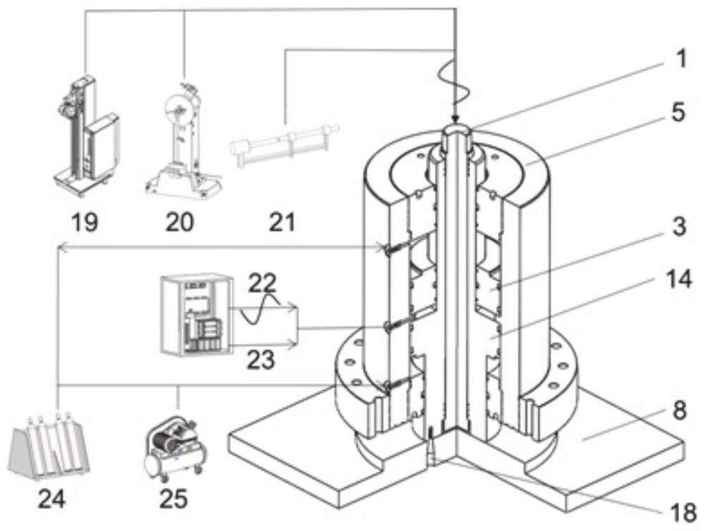 Gas-hydraulic composite fast-following cylinder capable of applying dynamic and static loads and its realization method