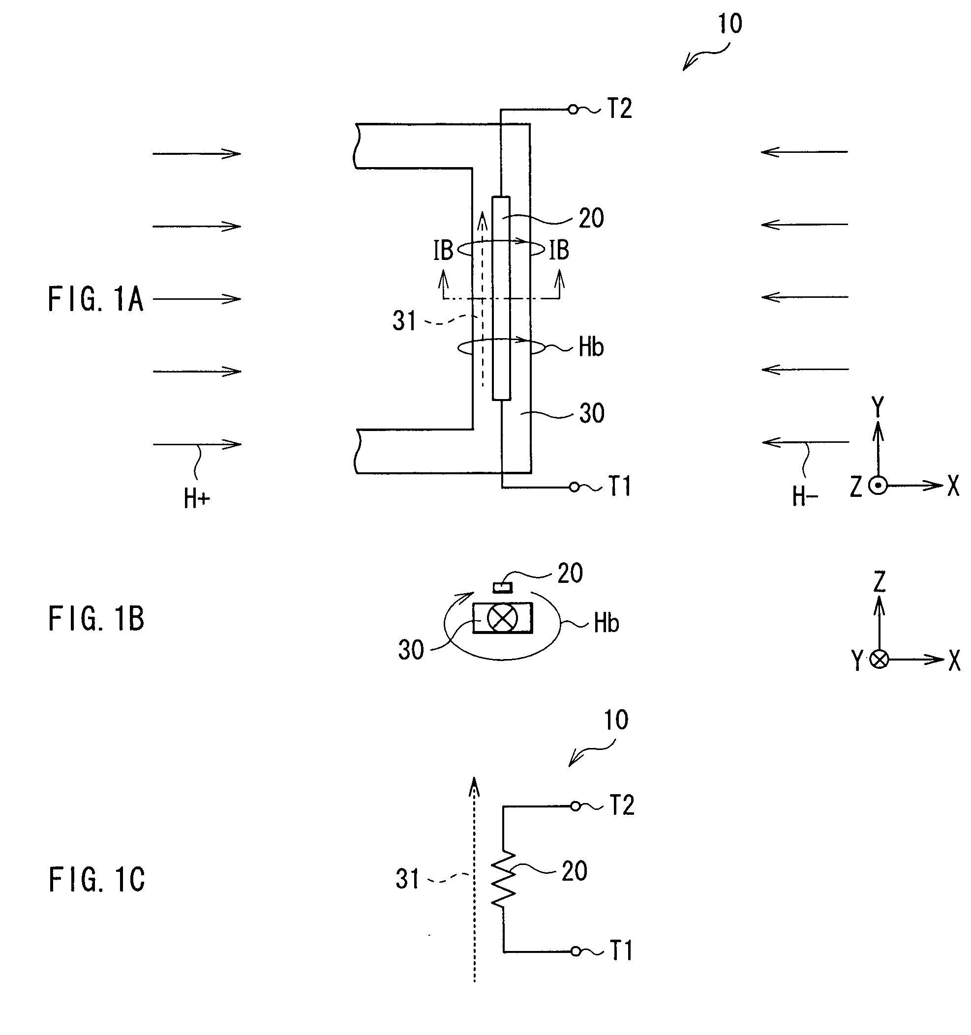 Magnetic sensing device, method of forming the same, magnetic sensor, and ammeter