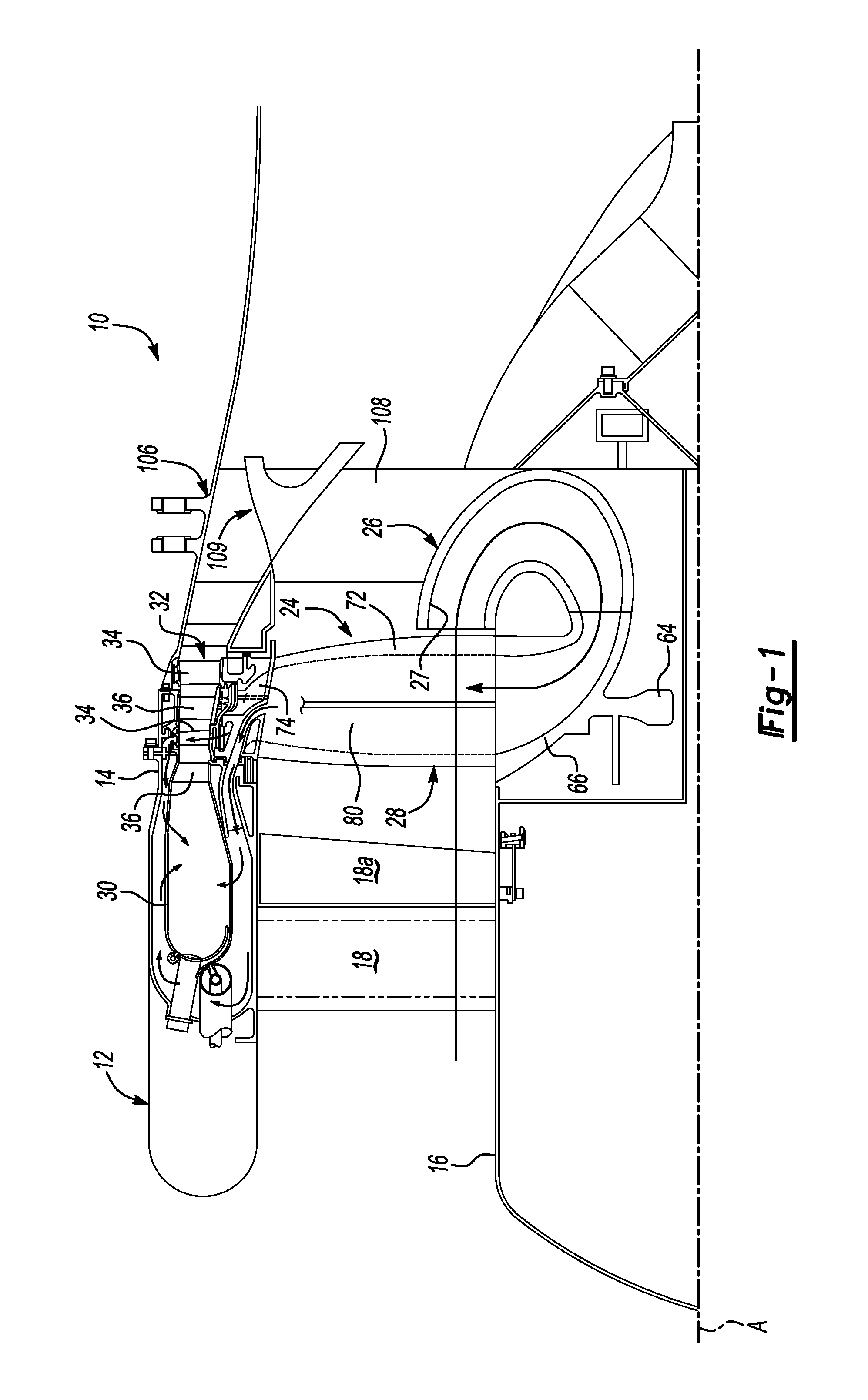 Tip turbine engine with reverse core airflow