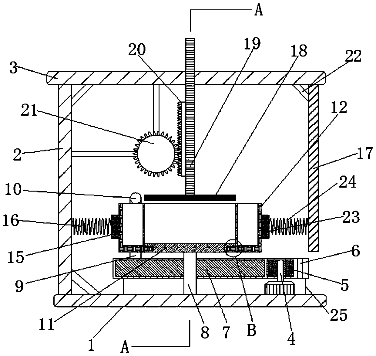 Identical-density powder pressing device for cosmetics production