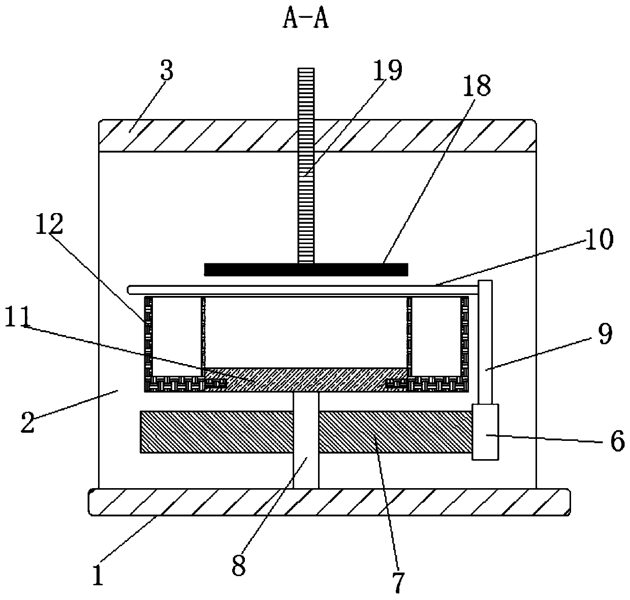 Identical-density powder pressing device for cosmetics production