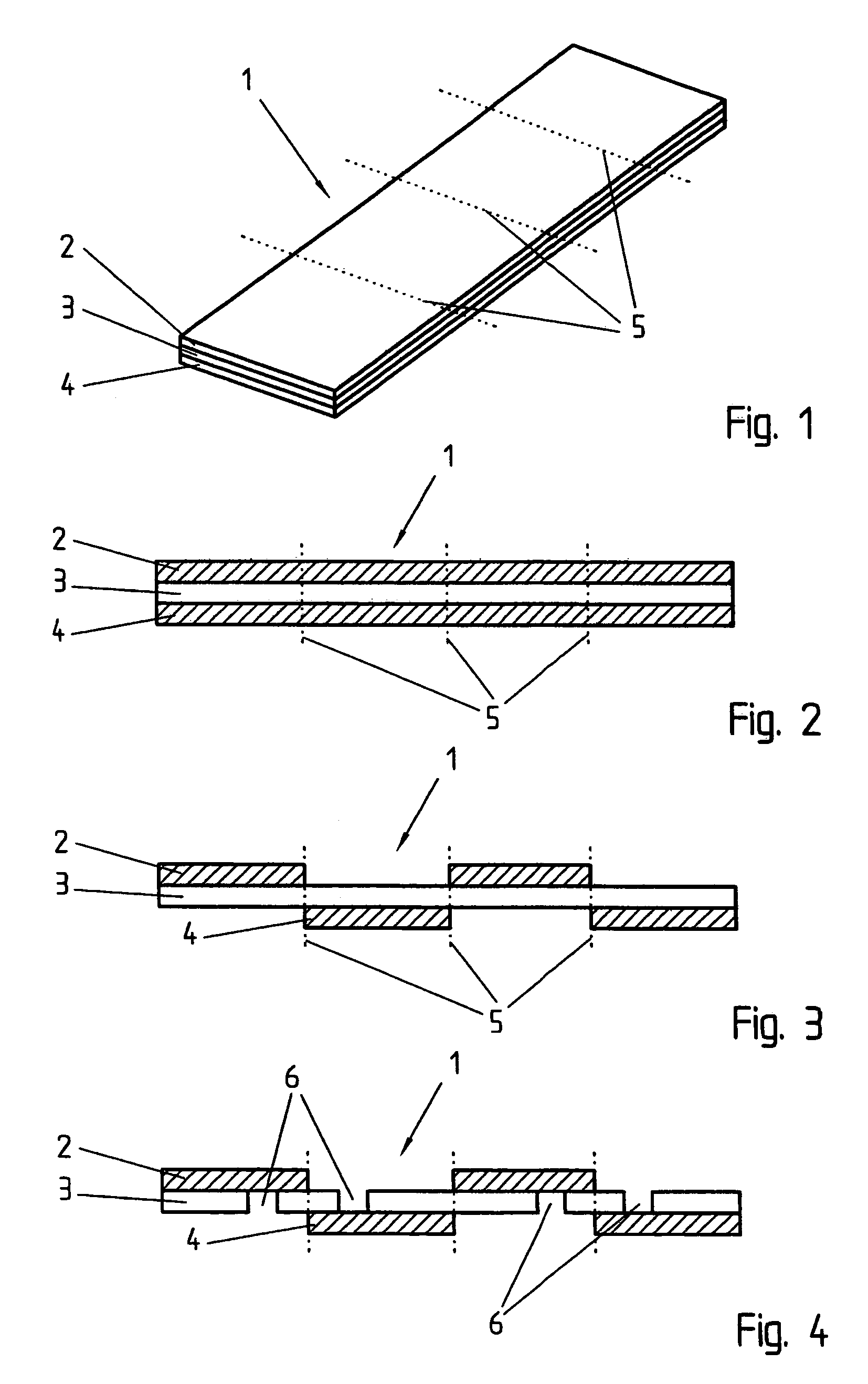 Multilayer circuit including stacked layers of insulating material and conductive sections