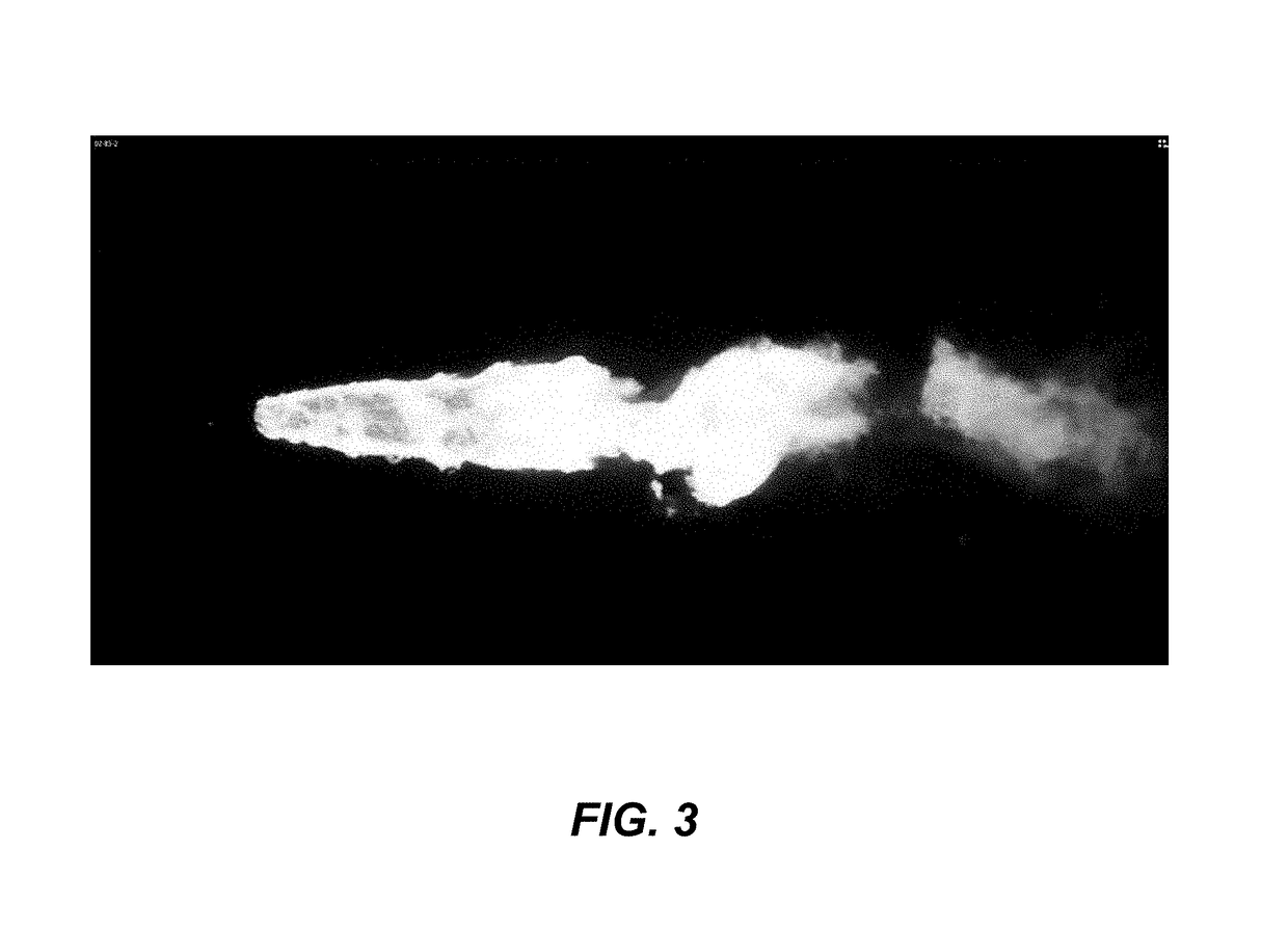 Compositions usable as flare compositions, countermeasure devices containing the flare compositions, and related methods