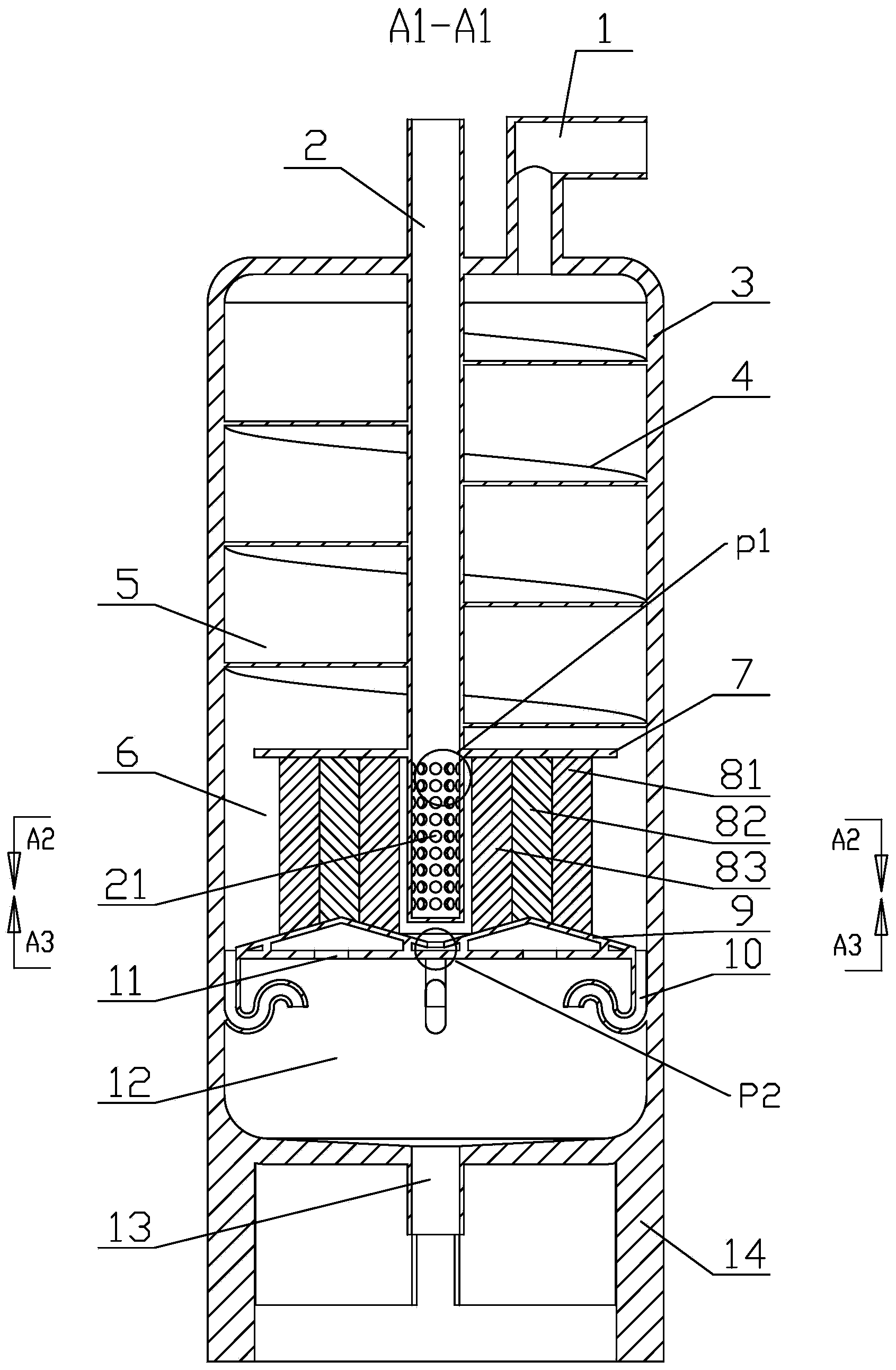 Foam metal filtering spiral type oil separator