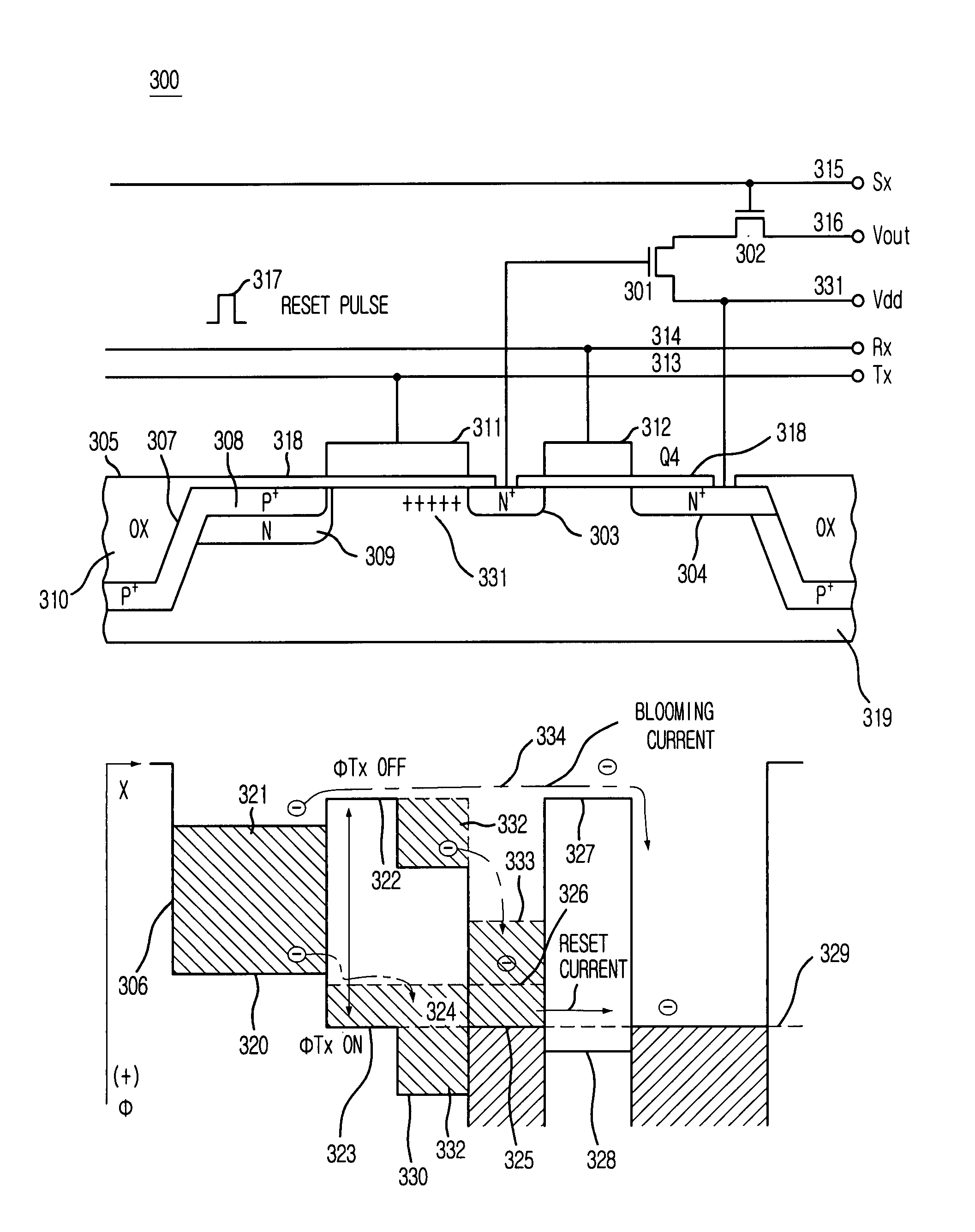 Complementary metal oxide semiconductor (CMOS) image sensor with extended pixel dynamic range incorporating transfer gate with potential well