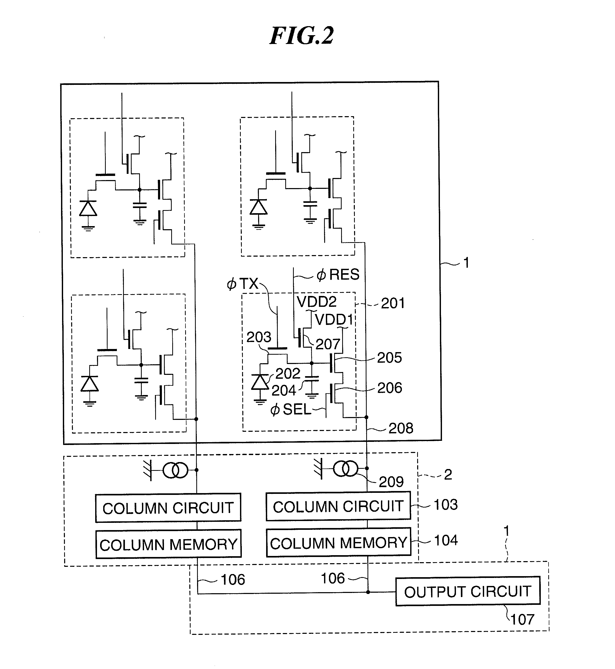 Image pickup device that is provided with peripheral circuits to prevent chip area from being increased, and image pickup apparatus