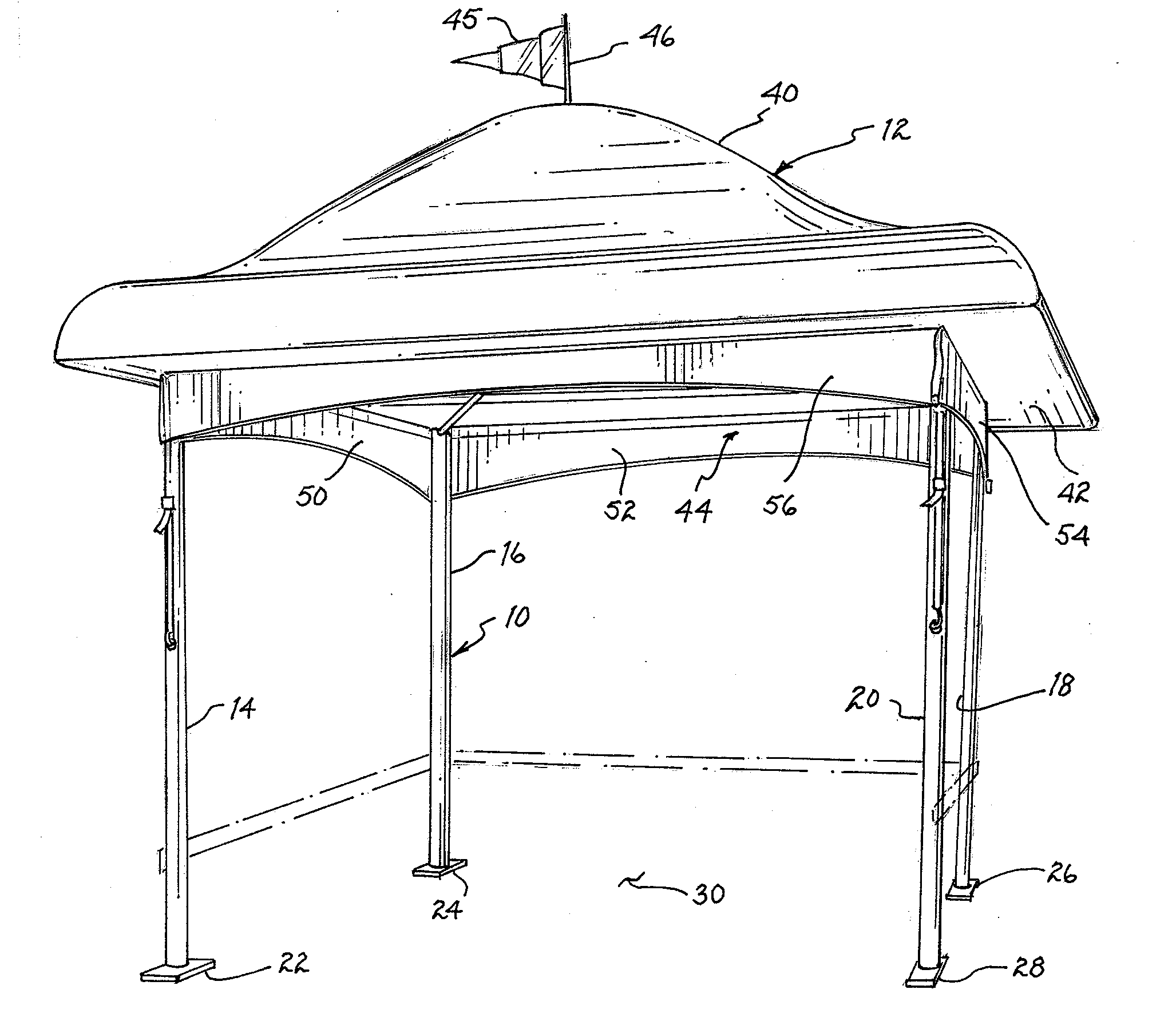 Booth with inflatable canopy