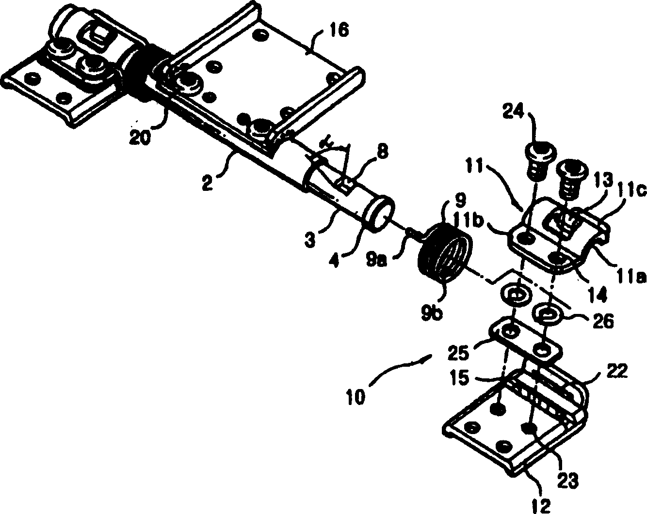 Articulated mounting using draper type friction part