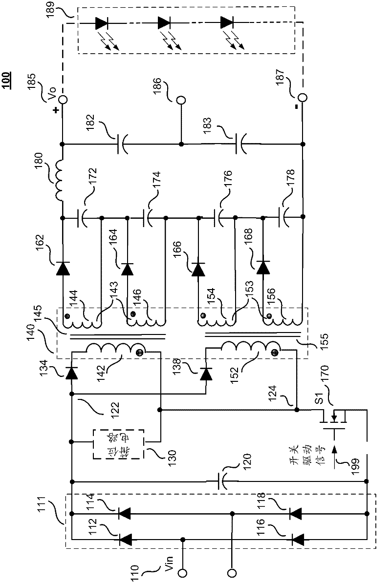 Flyback power converter with divided energy transfer element