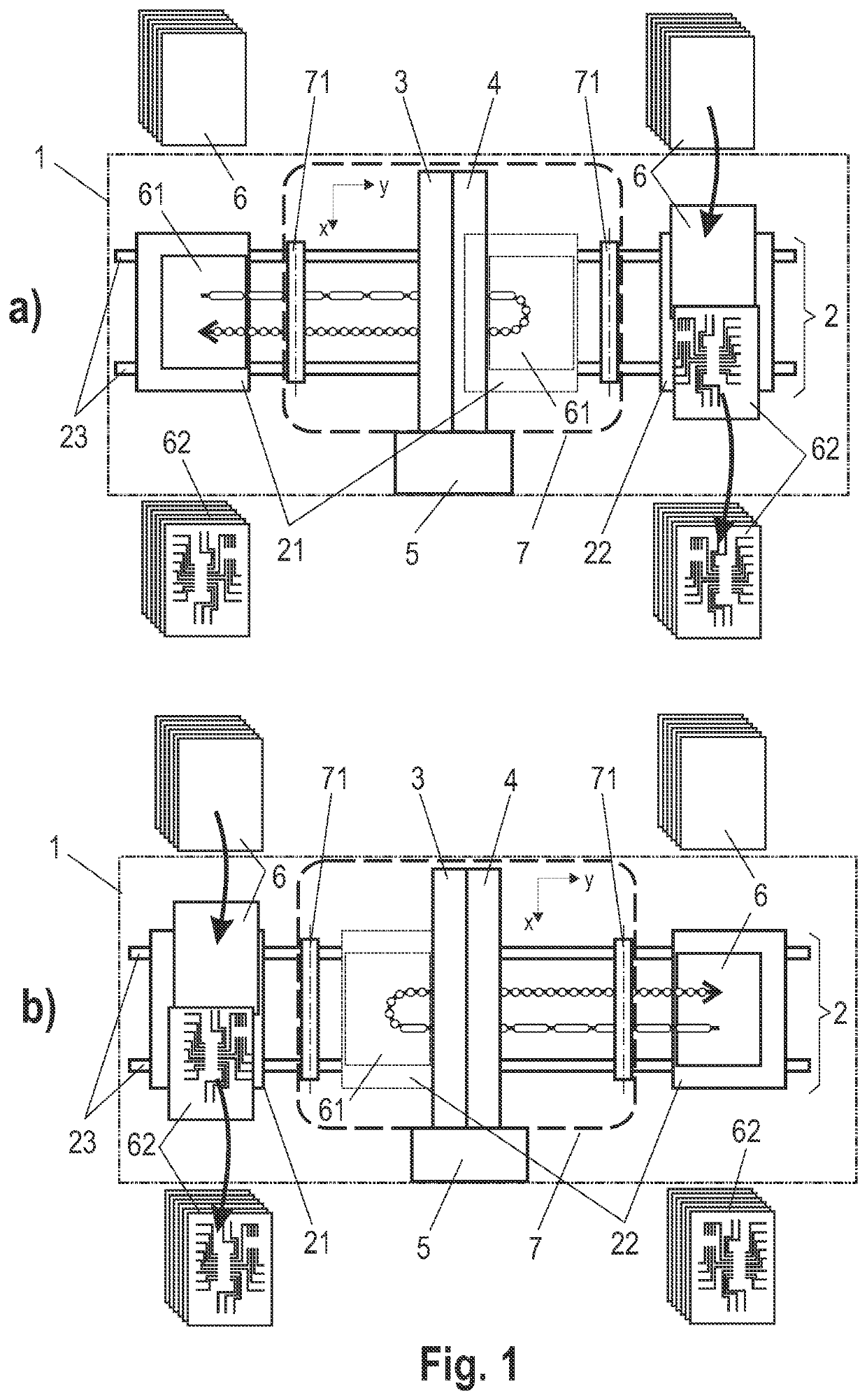 Apparatus for the exposure of plate-shaped workpieces with high throughput