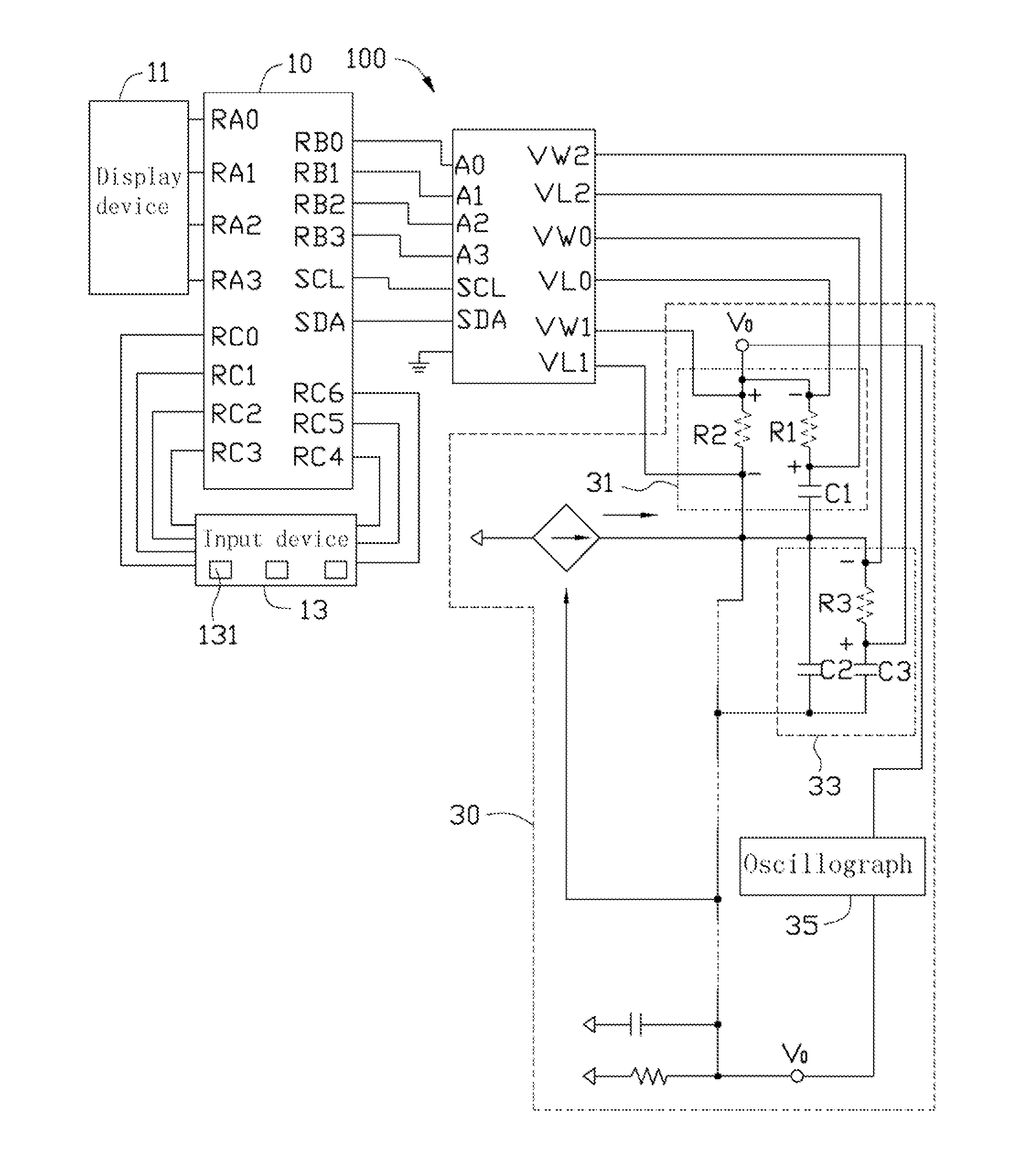 Test circuit for resistor capacitor circuits