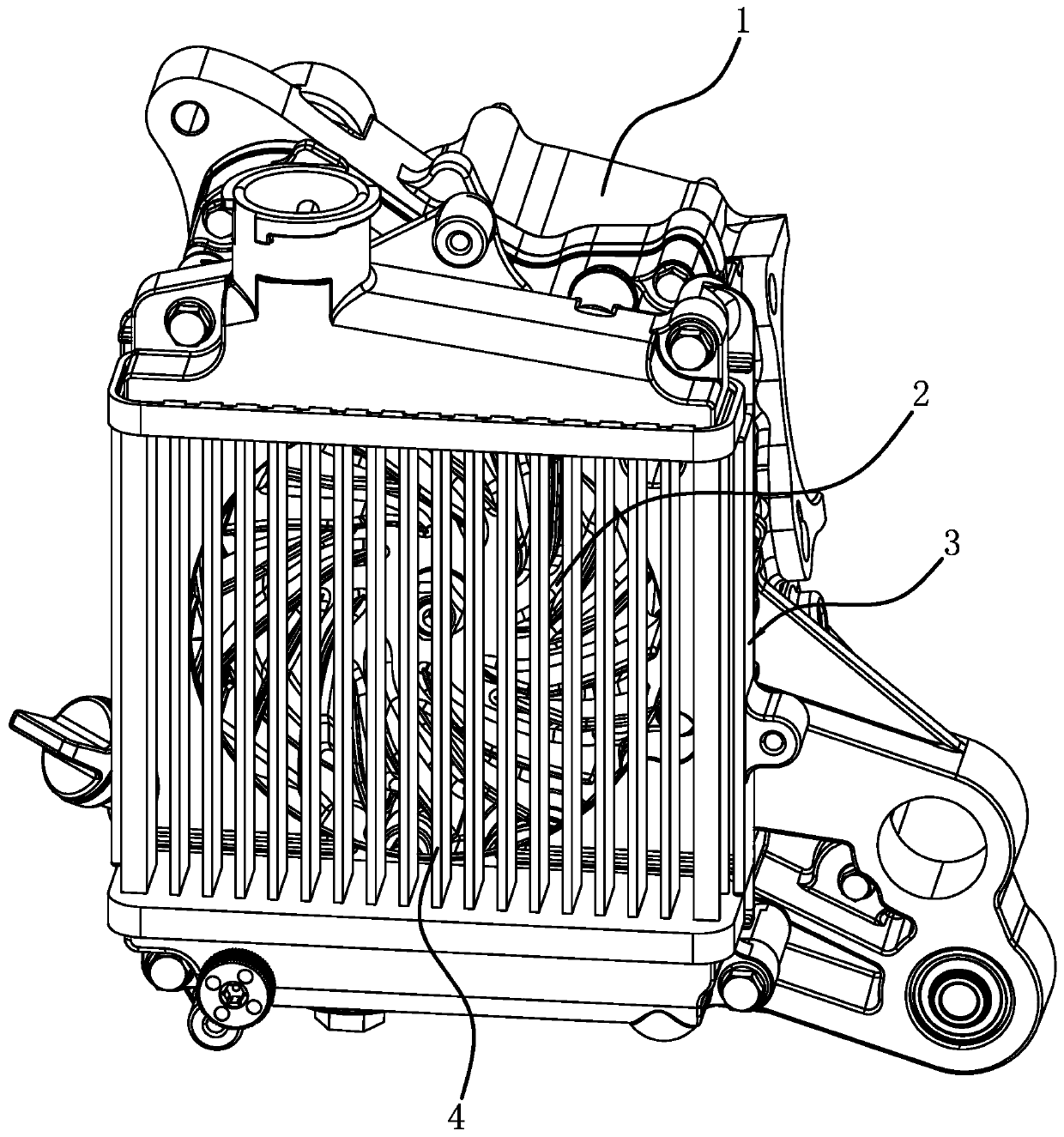 Water tank mounting structure of motorcycle engine