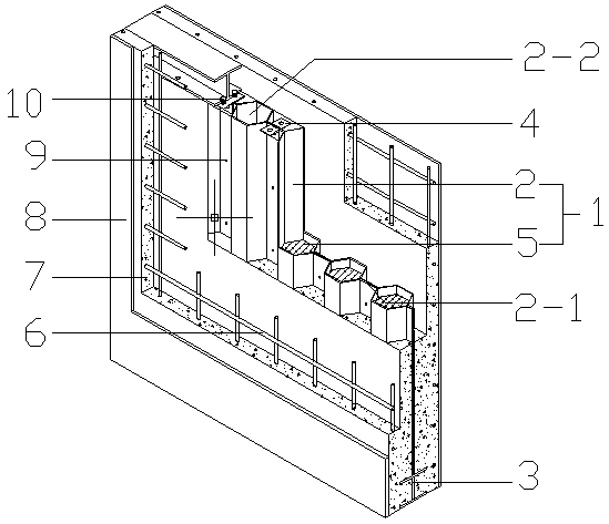 High-intensity zone prefabricated profiled steel plate viscous damping wall and construction method thereof