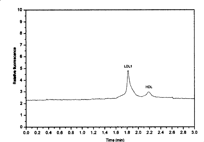 Method for detecting small and dense low density lipoprotein with microflow hole chip electrophoretic separation