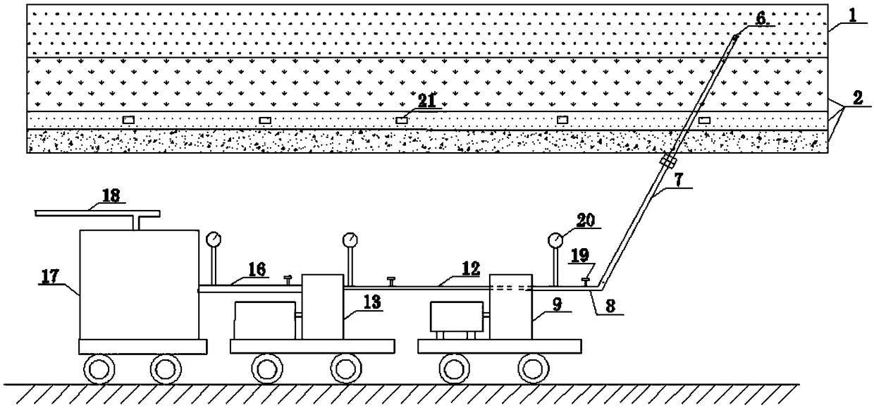 Construction device and method for fracturing and softening hard and difficultly-collapsing top plate in underground coal mine