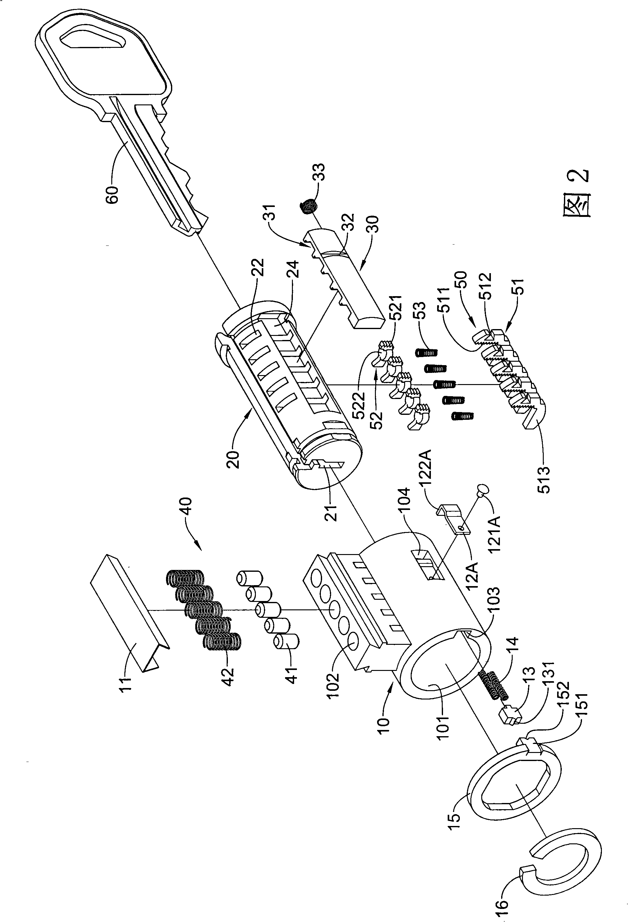 Lock core capable of quickly changing lock key and method for quickly changing lock key of lock core