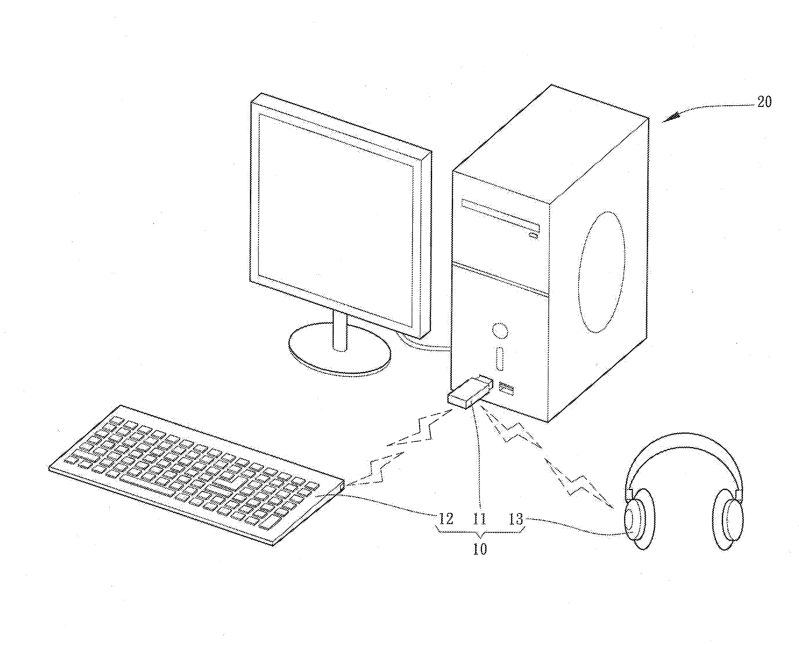 Method for setting system configuration of a computer connected with a one-to-many wireless device group during booting of the computer