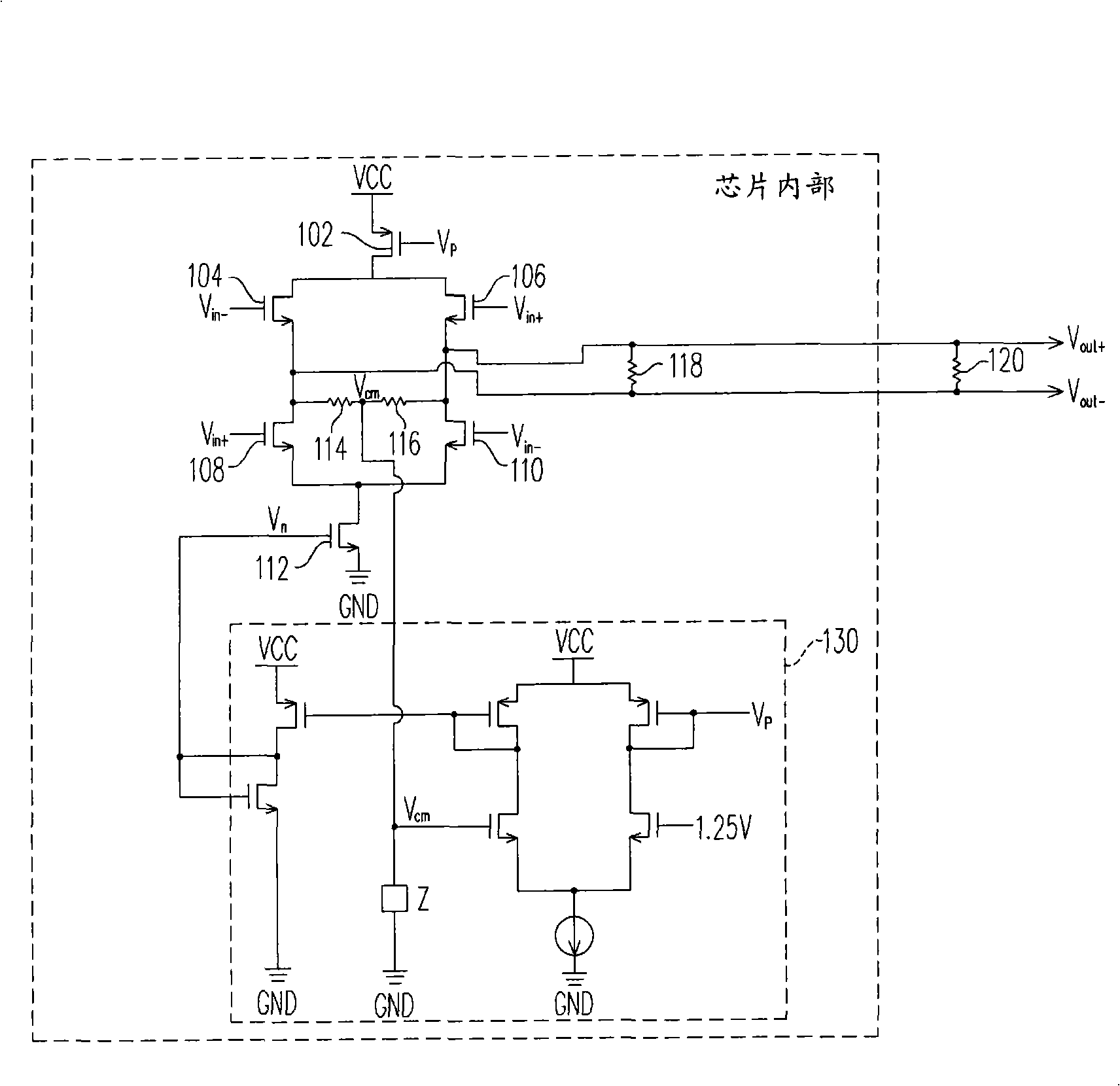 Low differential voltage output circuit