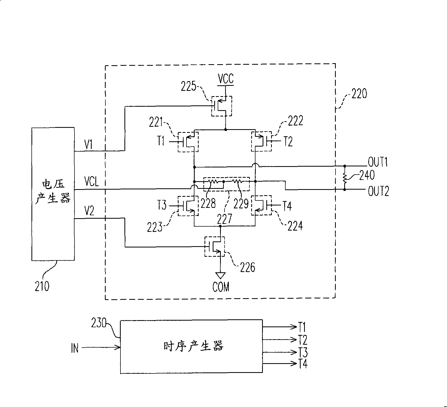 Low differential voltage output circuit