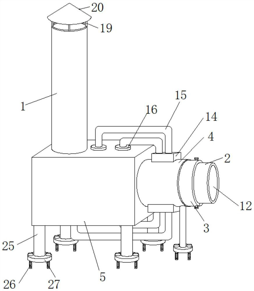 Waste gas treatment device and treatment method for industrial chimney