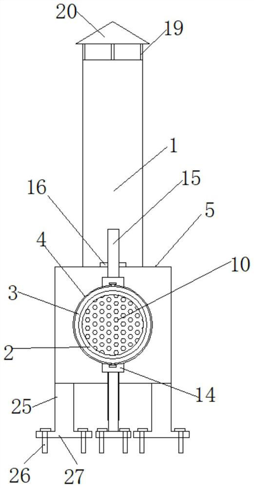 Waste gas treatment device and treatment method for industrial chimney