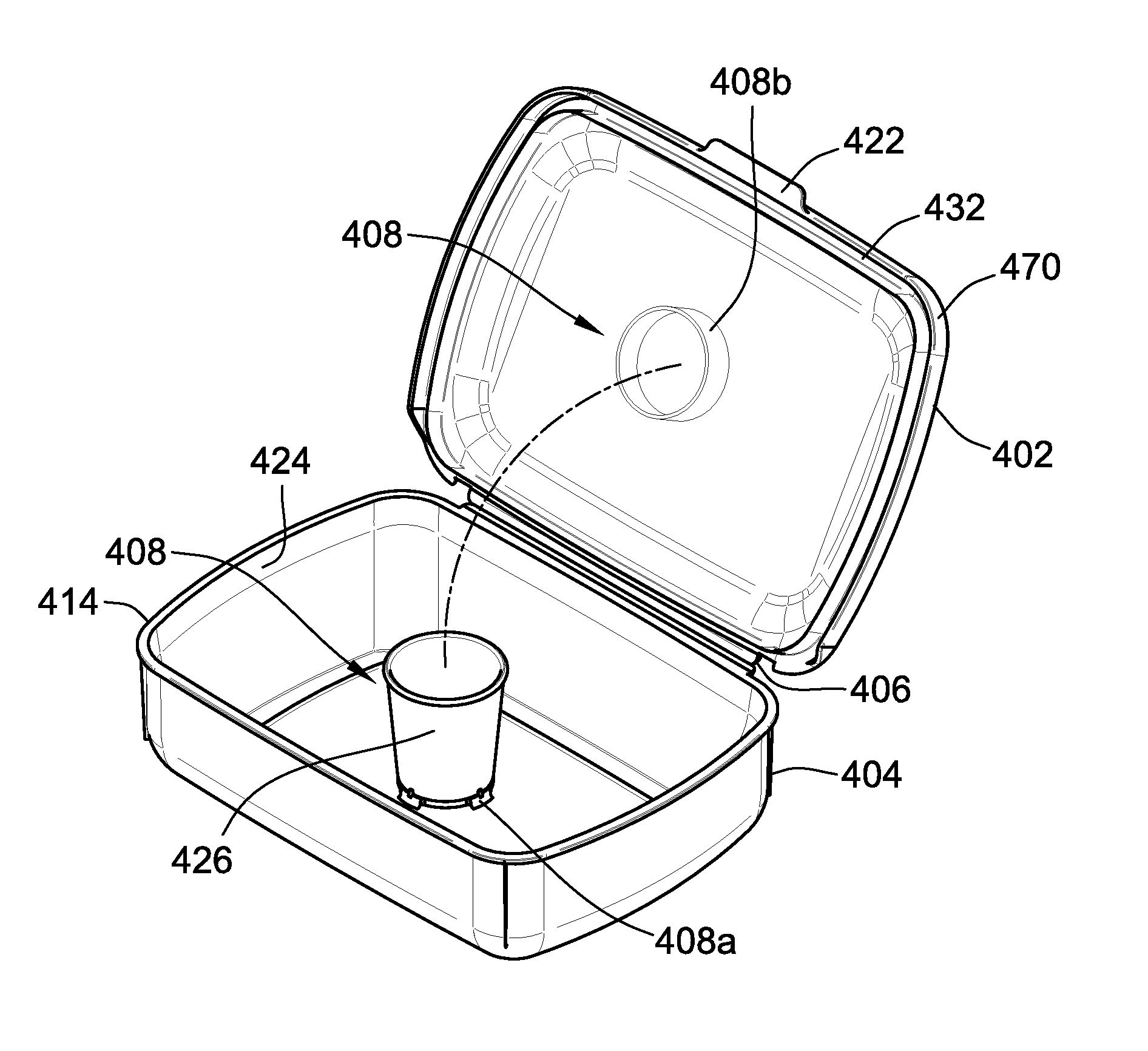 Container having a pre-curved lid