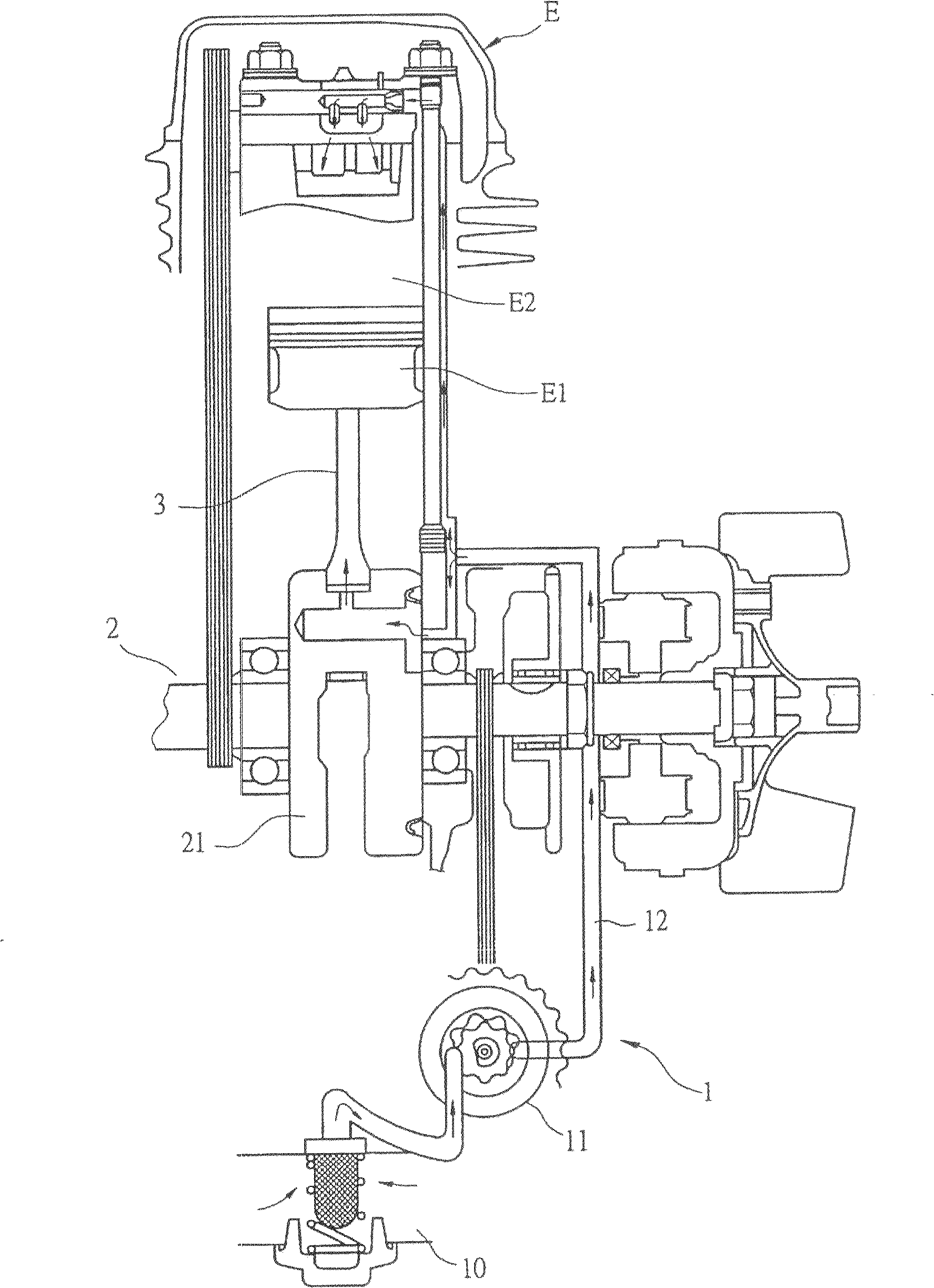 Crank lubricating filtering device