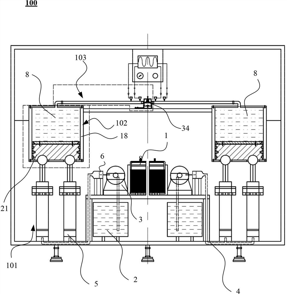 Pressurizing container, supercharger, finishing device, and pressurizing method for hydraulic oil