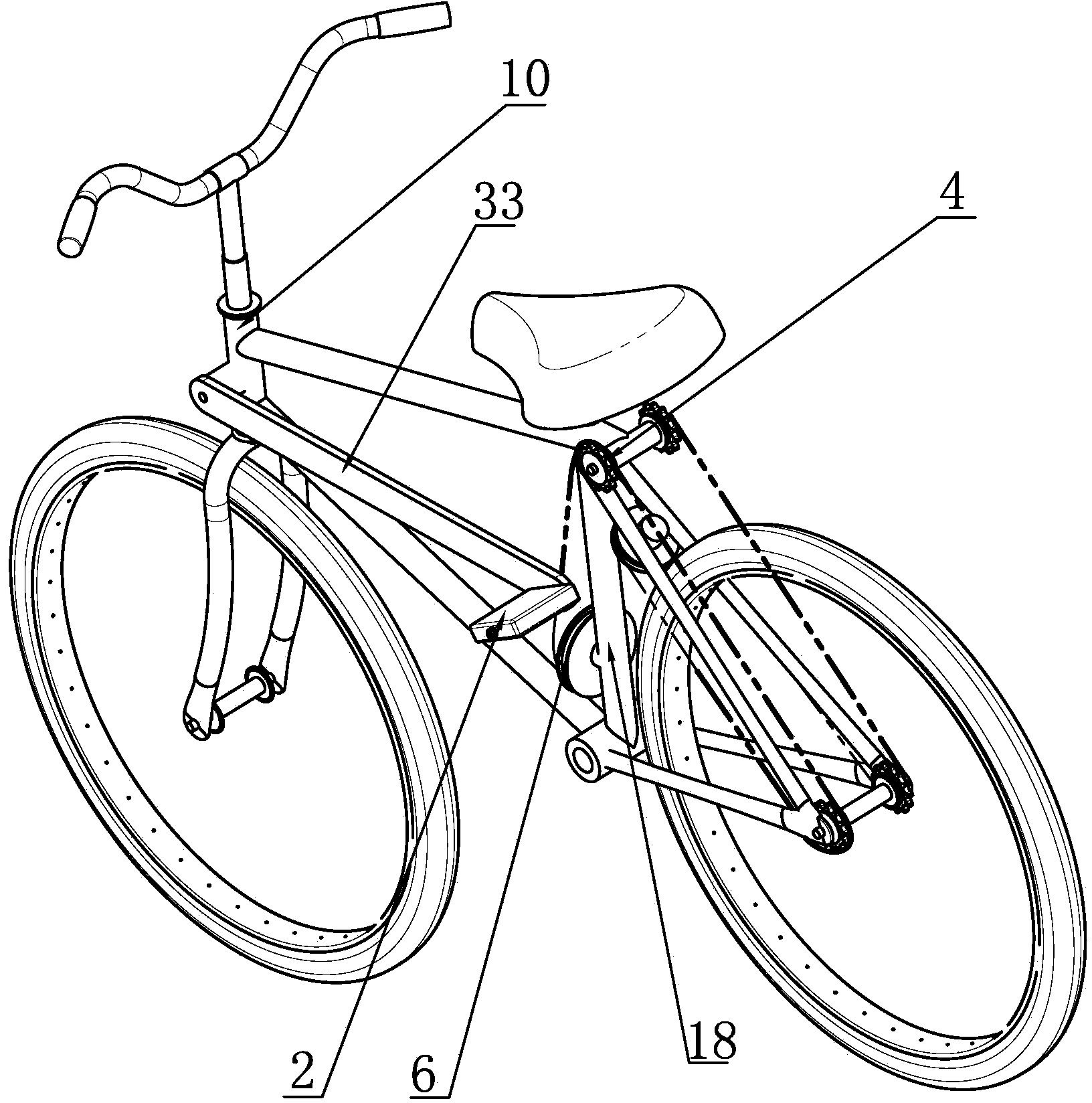 High-efficiency straight pedaling bicycle