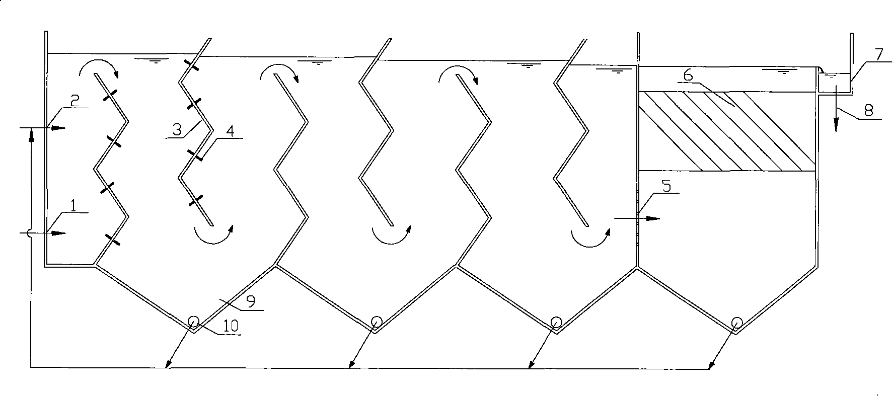 Highly effective composite hydrolytic acidation cell having both sewage treatment and sludge reduction functions
