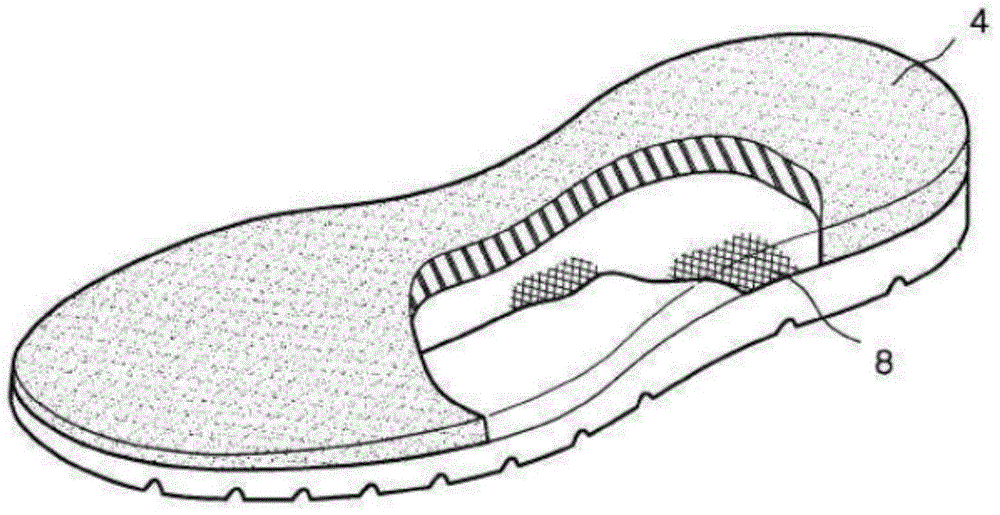 Midsole covered with adhesive fabric