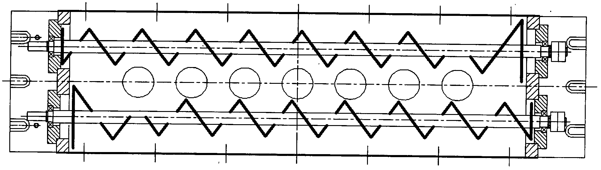 Transversely-circular material pushing screw