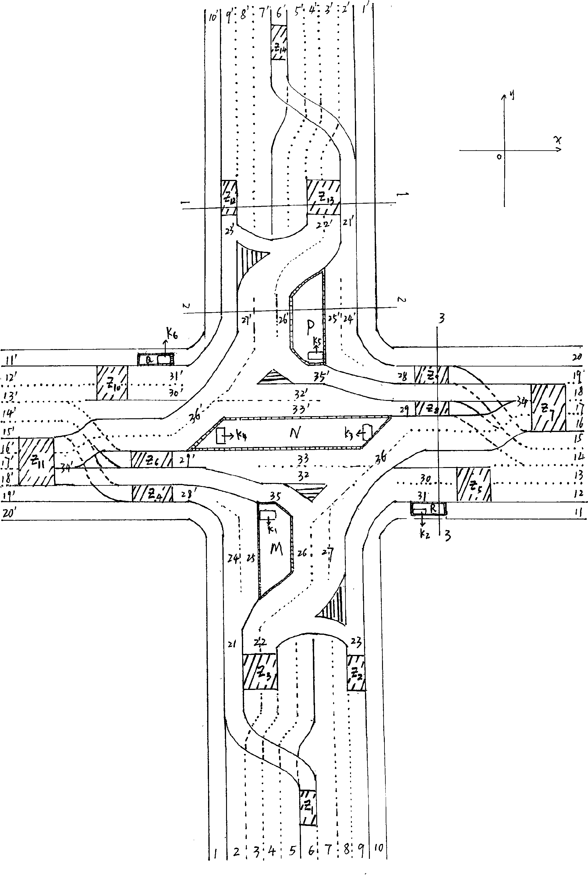 Humanized multifunctional intersection for urban crossroad