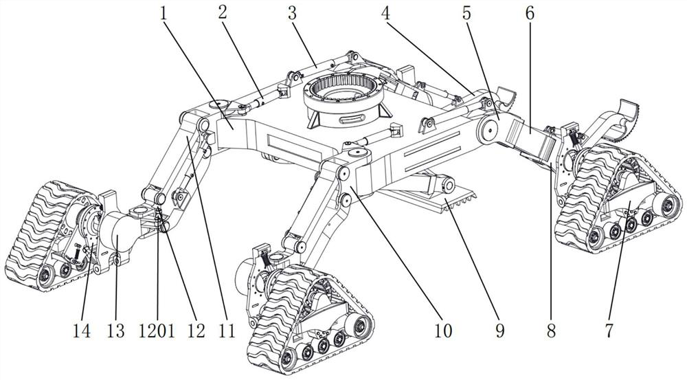 Agricultural all-terrain walking type deformable chassis device and uphill and downhill method