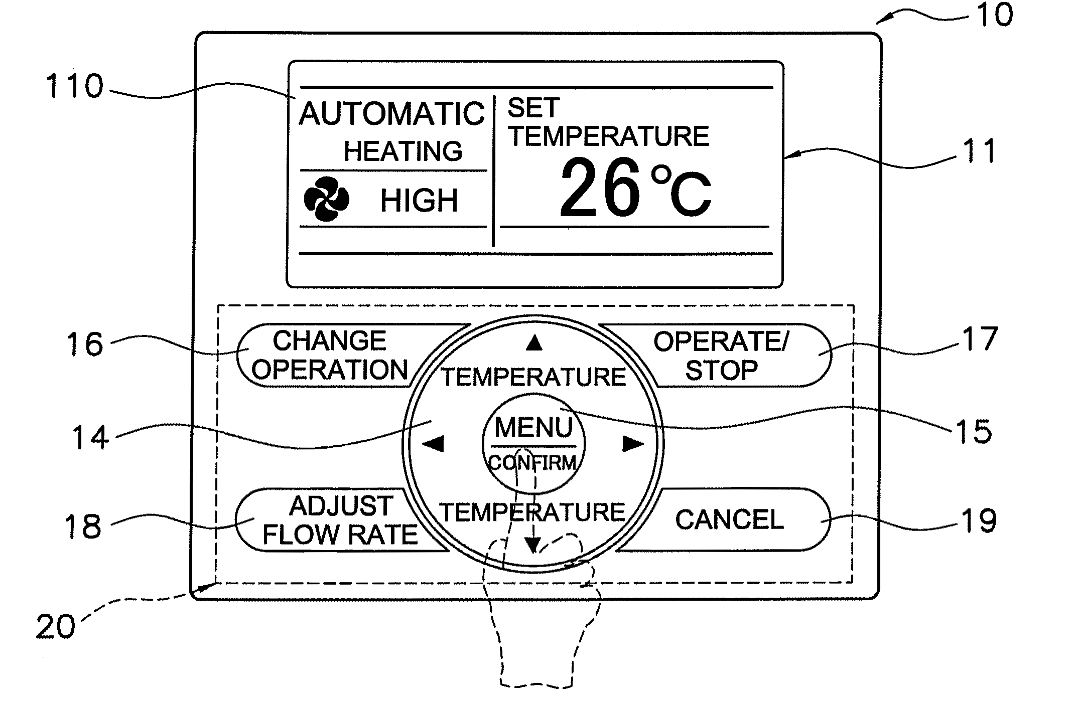 Remote control unit of air conditioning apparatus