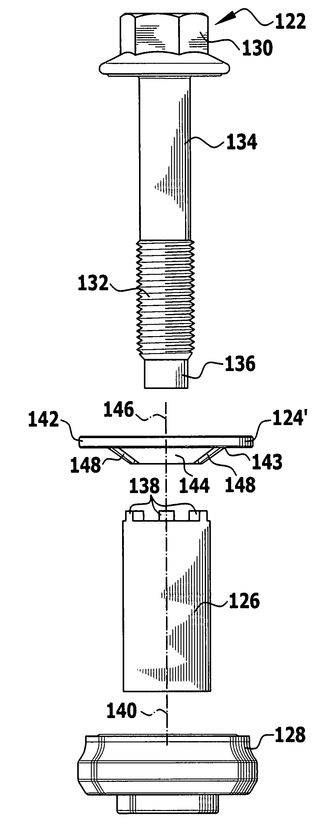 Combination of a screw member, a washer and a sleeve and also a method of producing such a combination