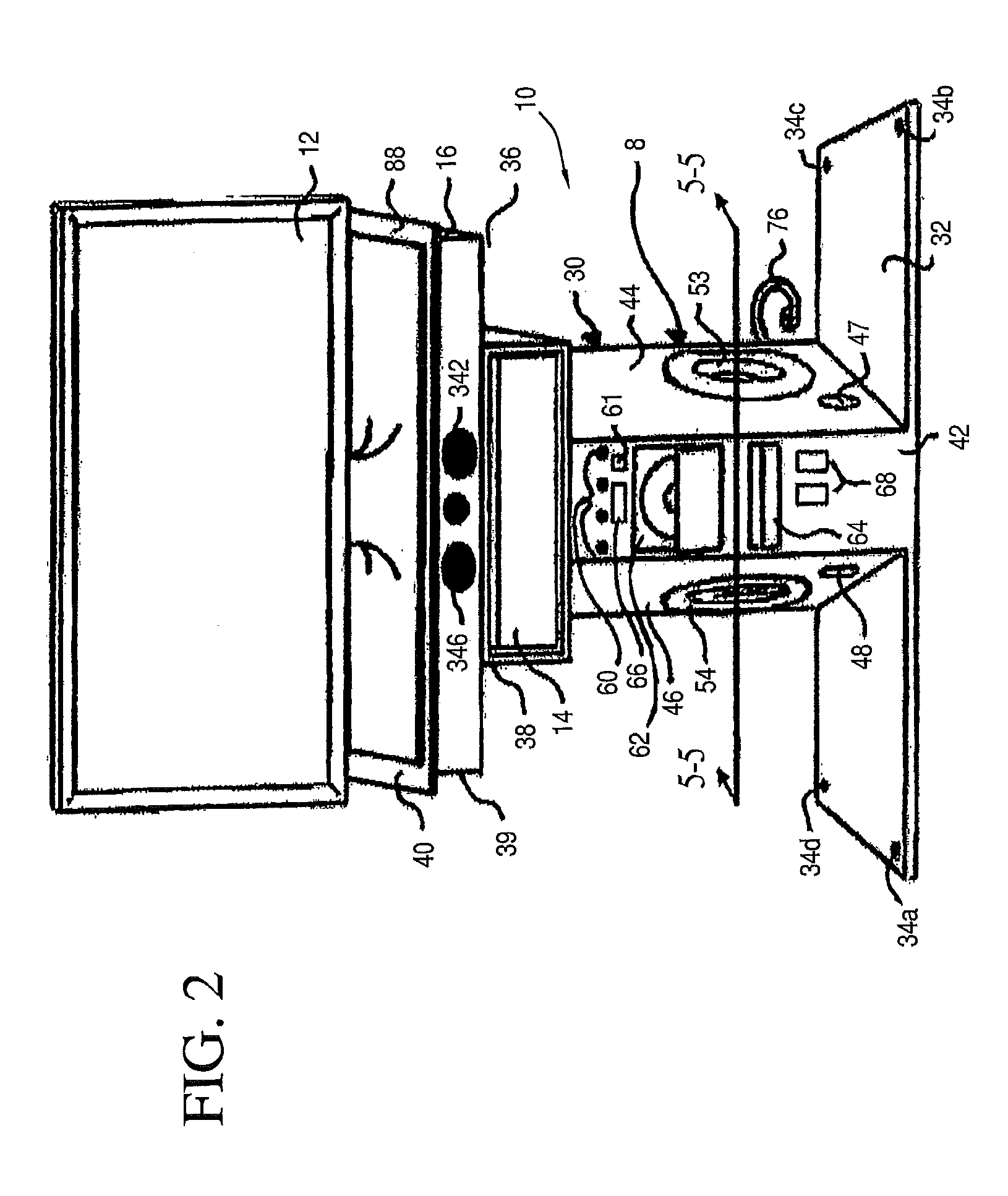 Multi-channel loudspeaker enclosure with laterally projecting wings and method for orienting and driving multiple loudspeakers