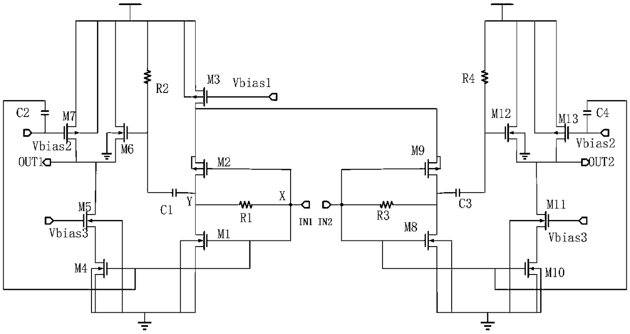 Broadband fully-differential low-noise amplifier