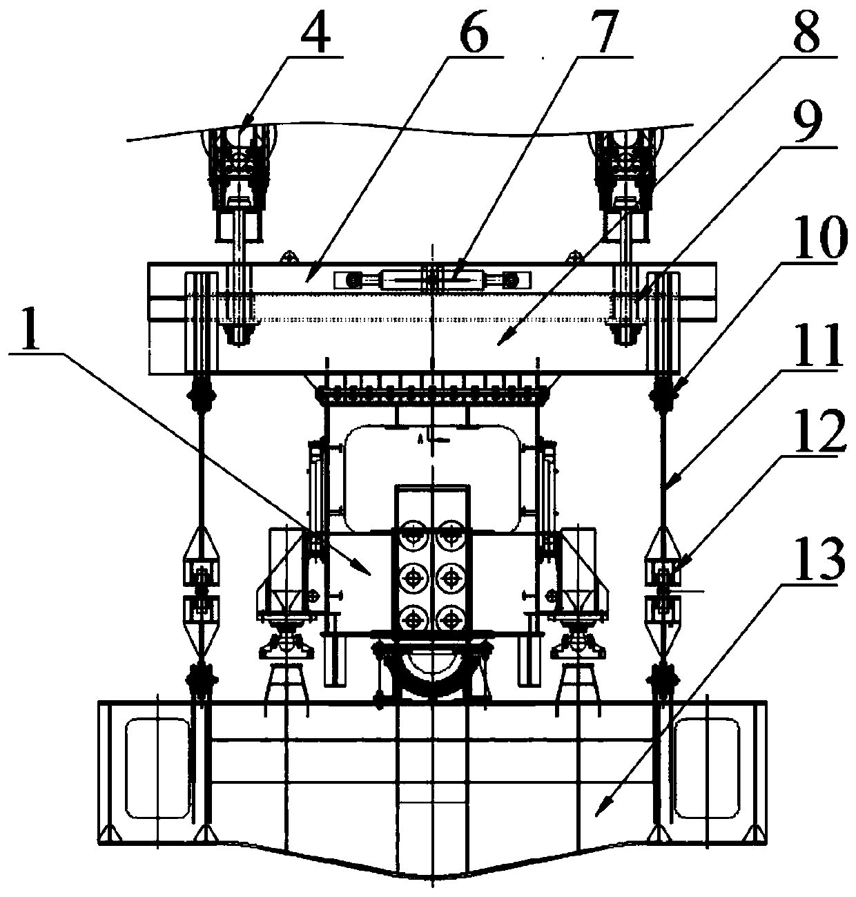 Special hoisting system for 900-ton transporting and erecting all-in-one machine