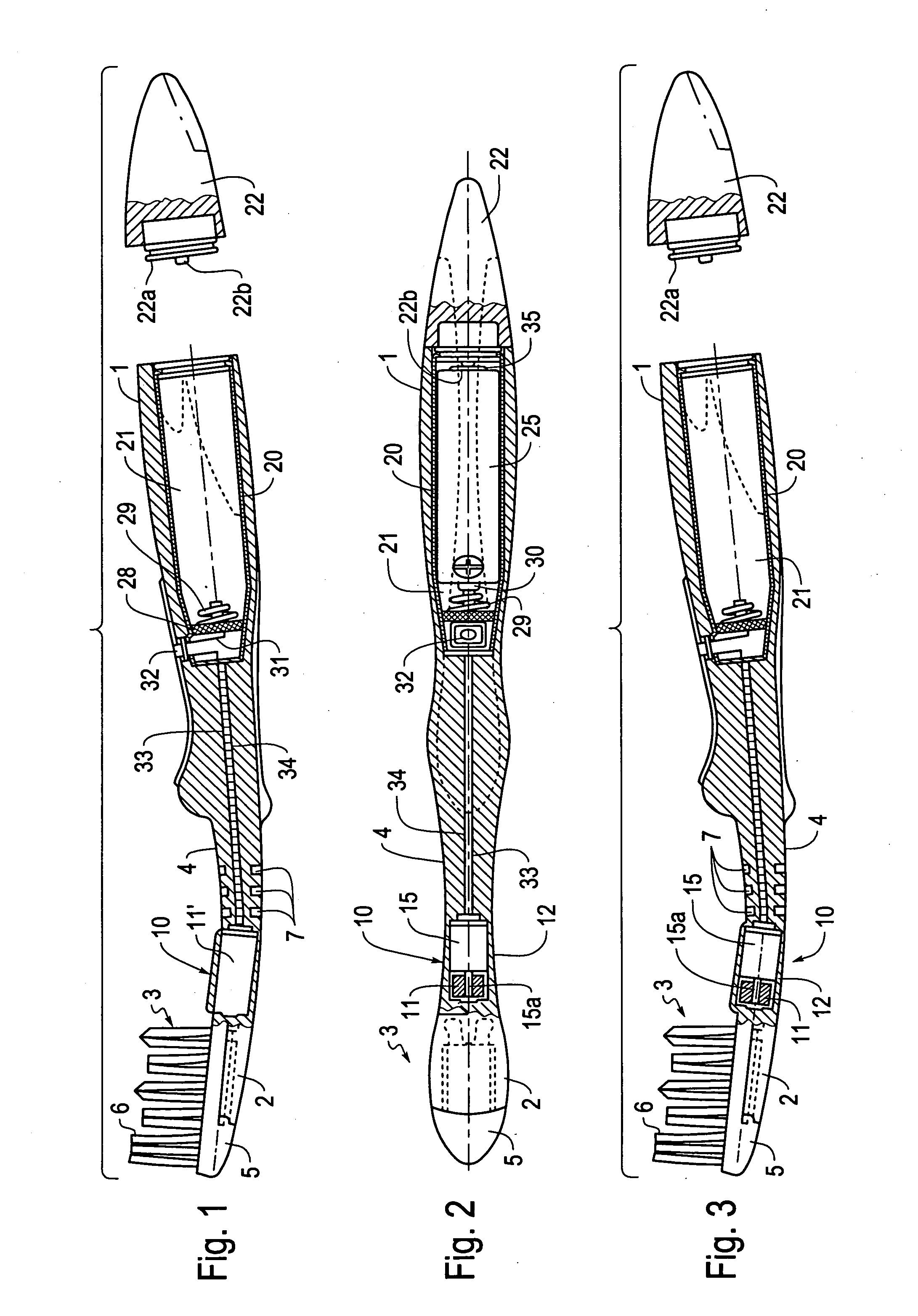 Interdental treatment device with vibrating head part