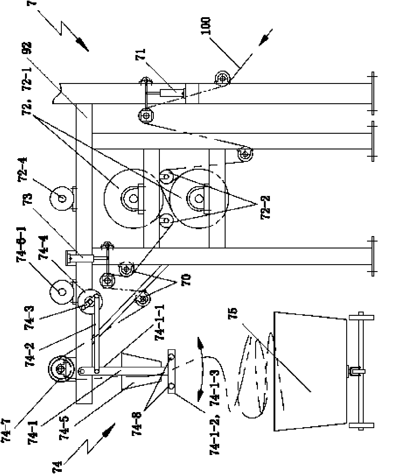 Fabric draw-out processing device of continuous pigment dyeing padding mangle