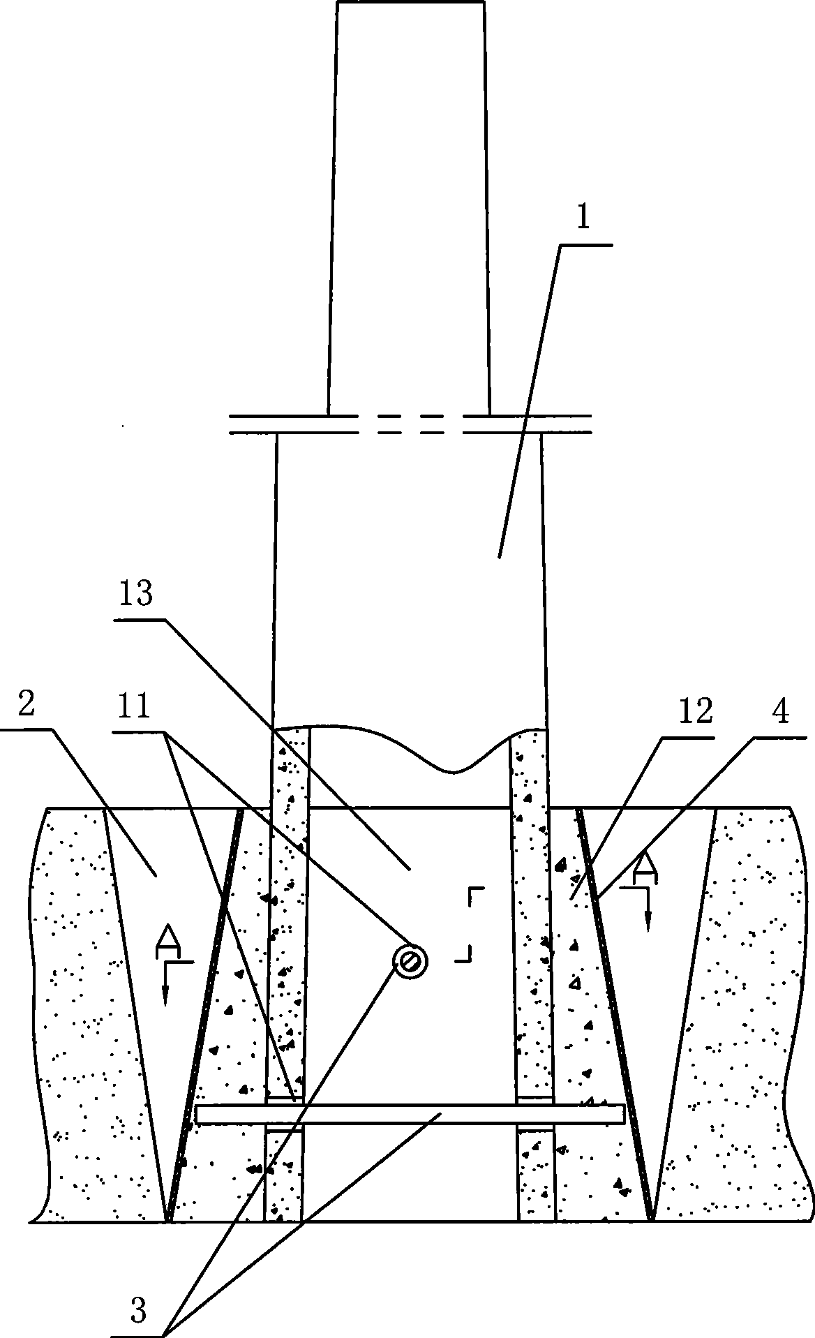 Telegraph pole and its mounting and fixing method