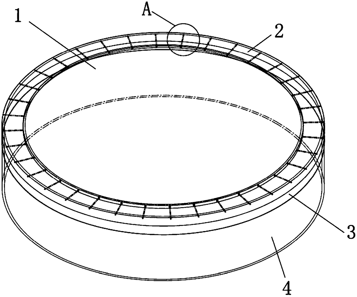 Top protection structure applied to wind power tower drums after hoisting two vertical sections and paving method thereof
