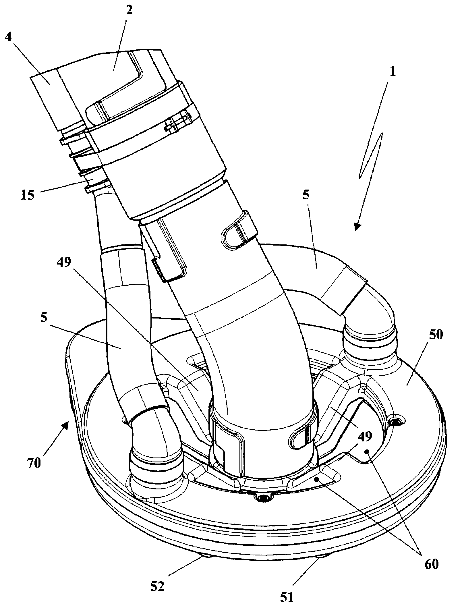 Vacuum arrangement for a ground area