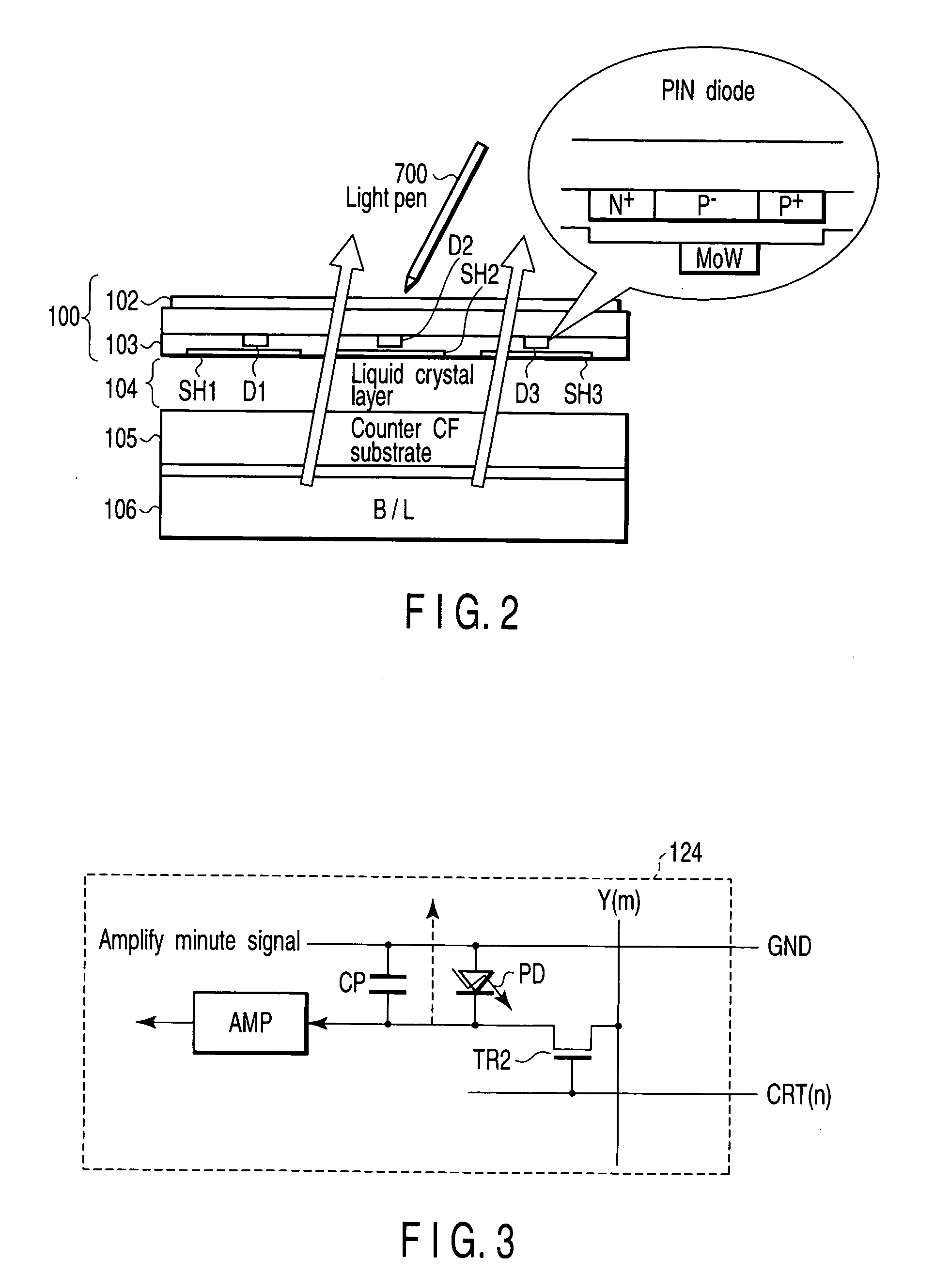 Display device with optical input function